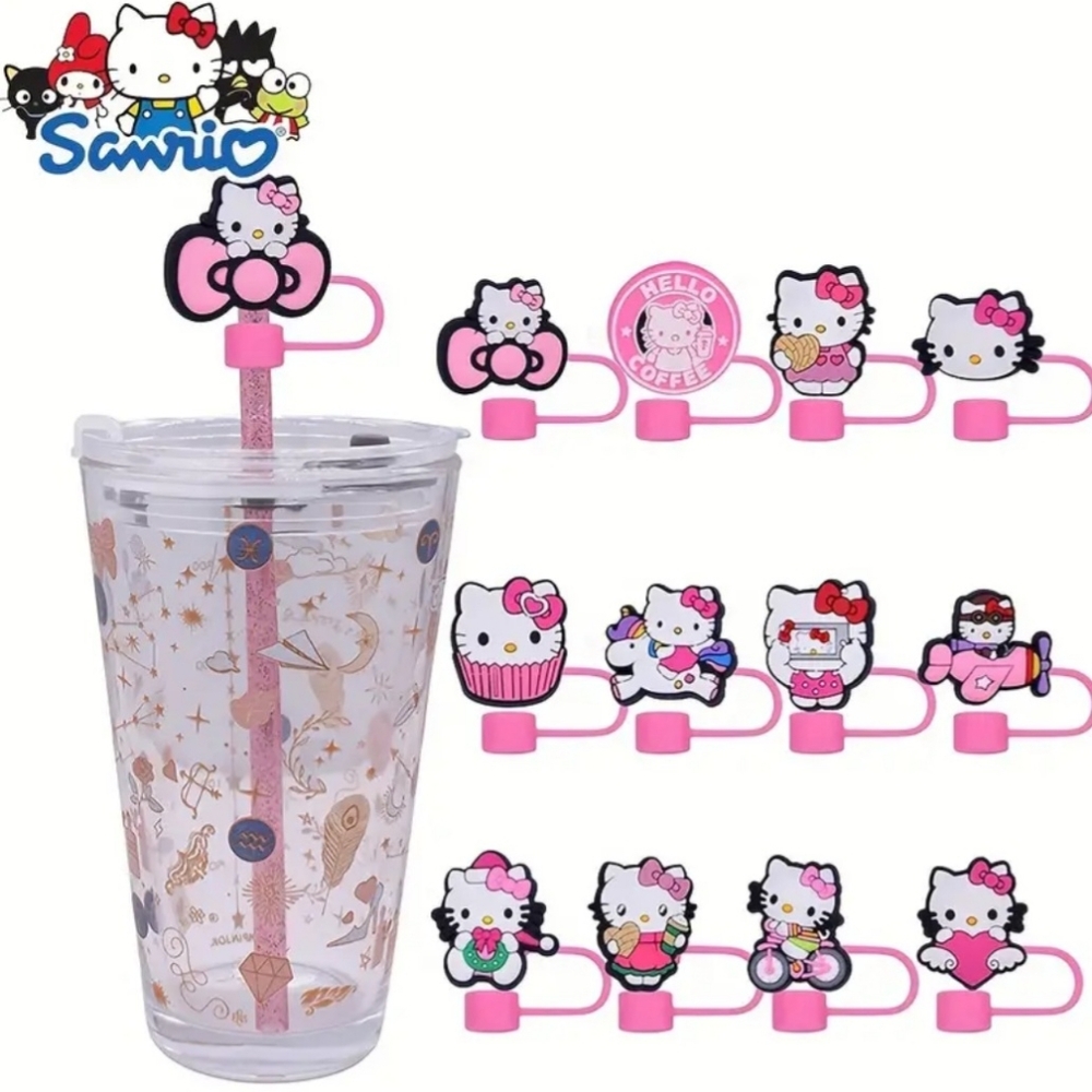 12 Pieces Sanrio Hello Kitty Straw Toppers Set - New